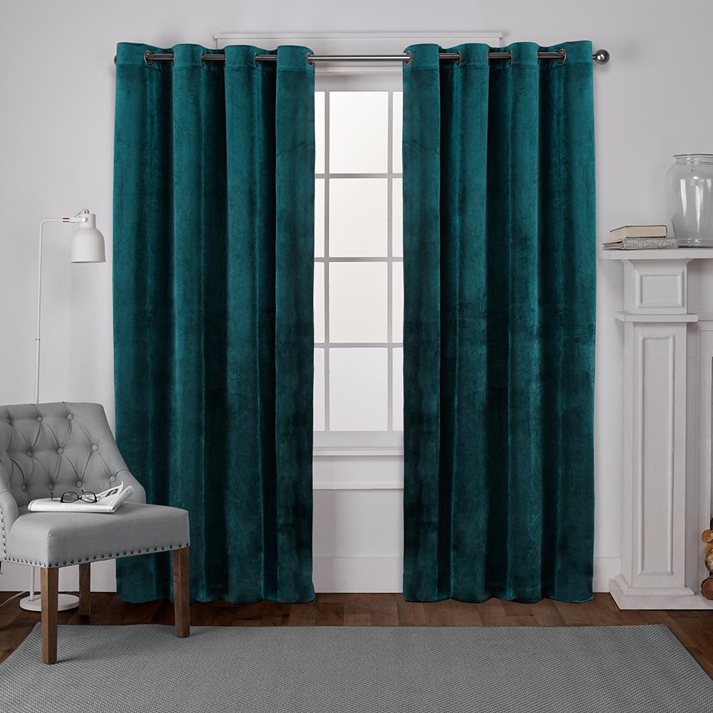 Velvet 54 In W X 108 In L Velvet Grommet Top Curtain Panel In