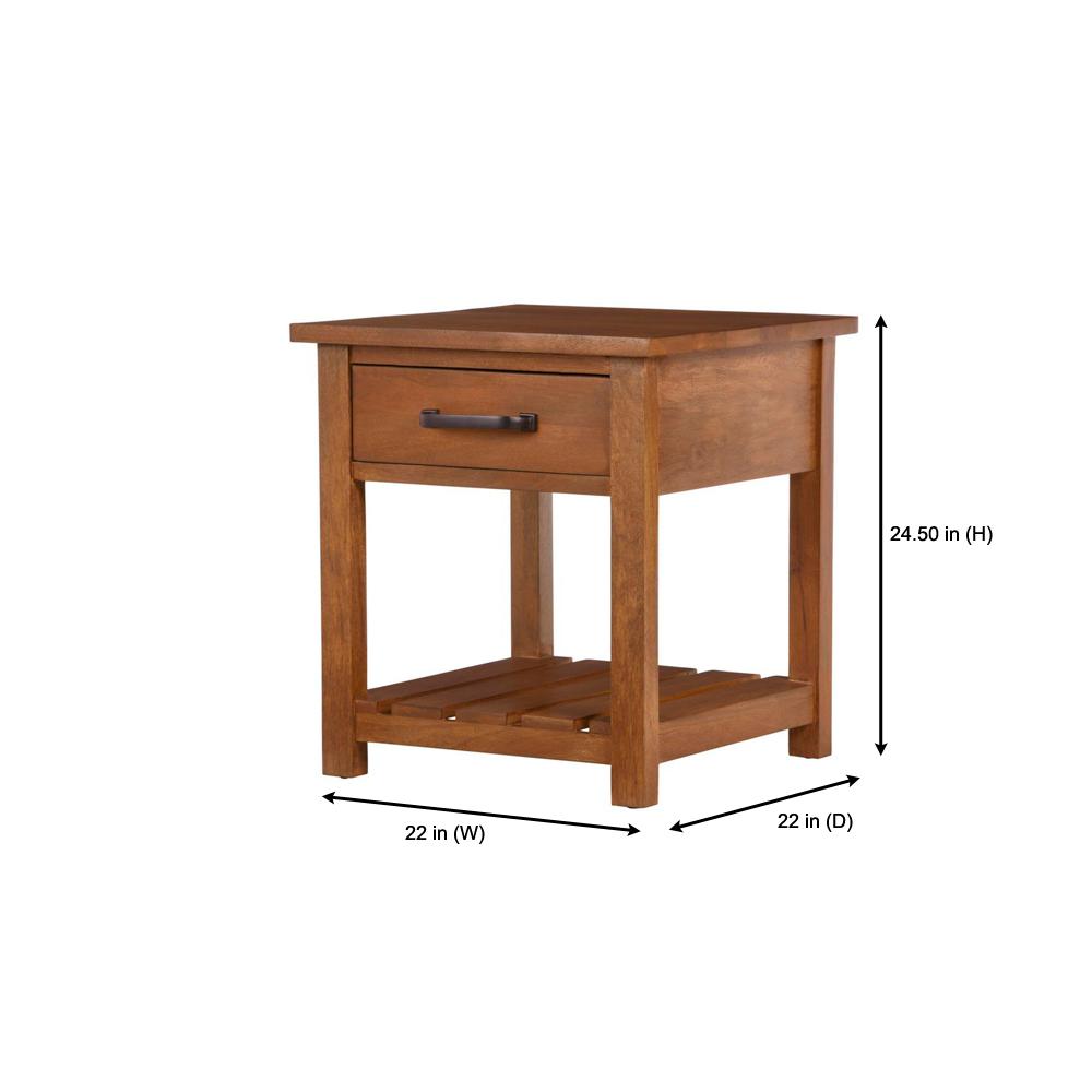 Home Decorators Collection Danforth Square Antique Patina Finish Wood 1 Drawer End Table 22 In W X 24 5 In H Acb 2609 109 The Home Depot