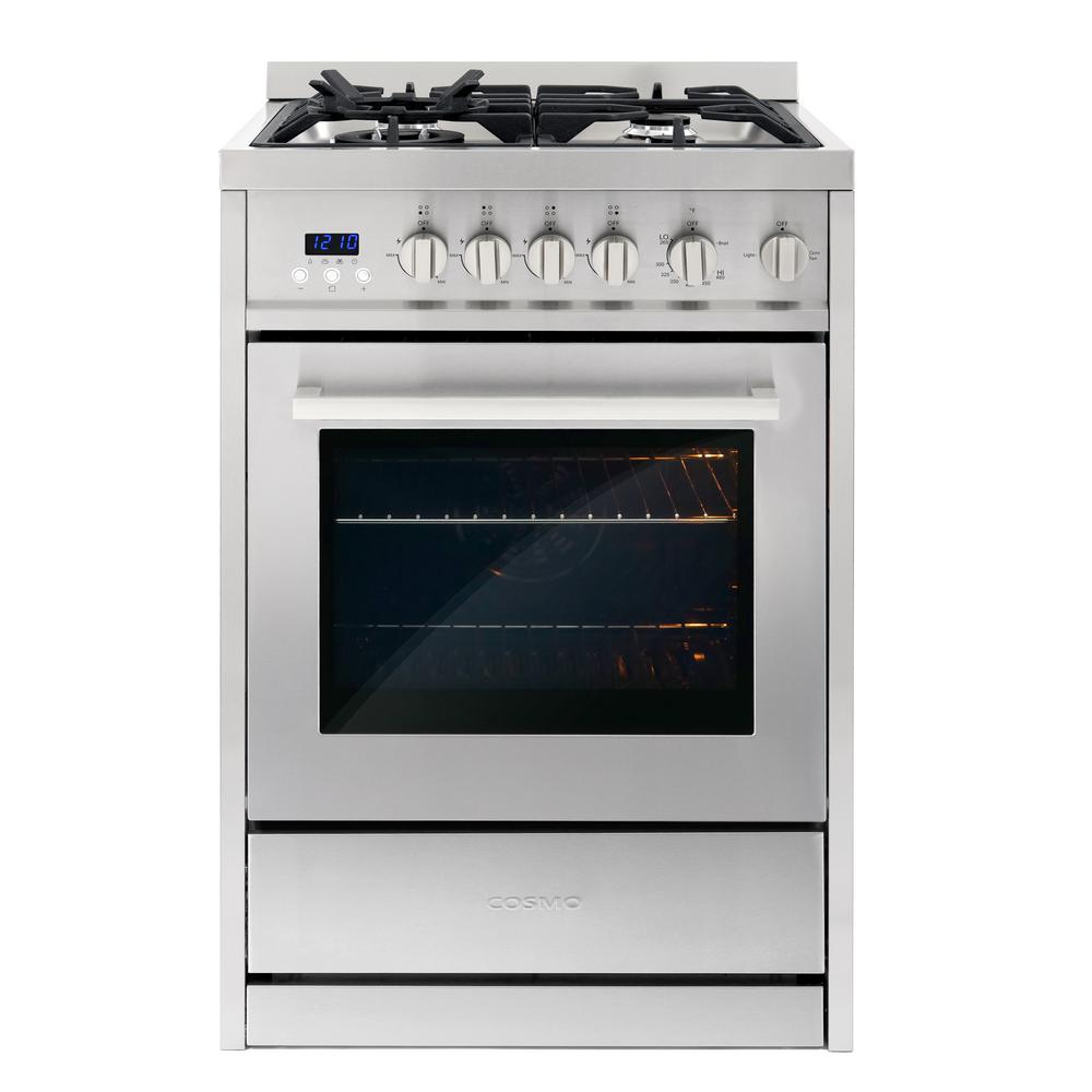 Cosmo 24 In 2 73 Cu Ft Single Oven Gas Range With 4 Burner