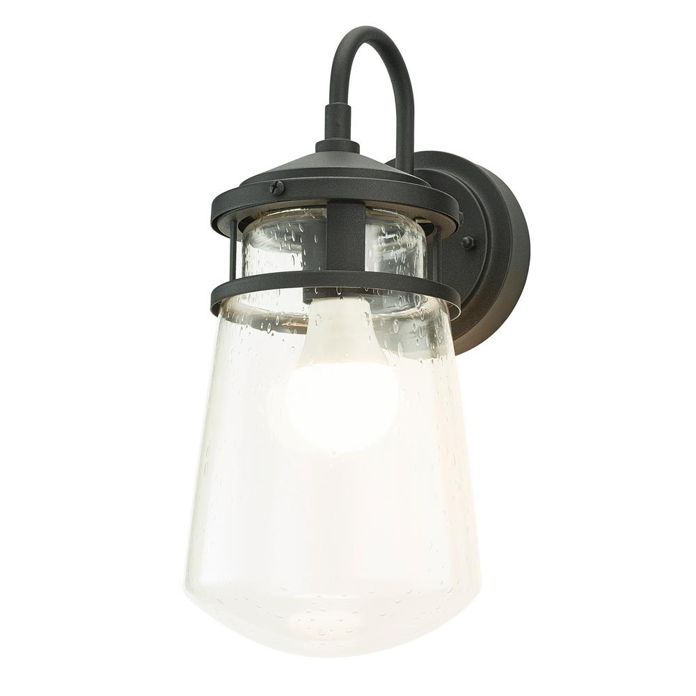 Home Luminaire 1 Light Black Nautical Outdoor Wall Coach Light Sconce With Raindrop Glass