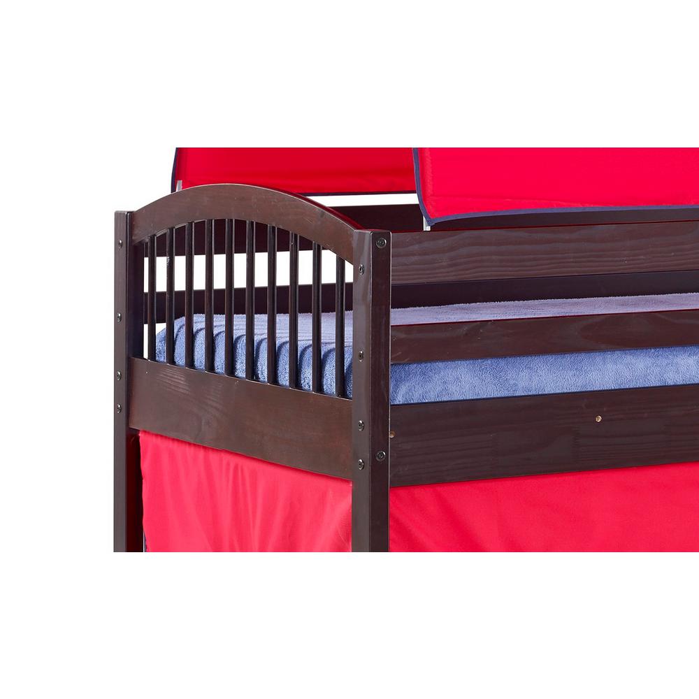 Alaterre Furniture Addison Junior Loft Bed Espresso Finish with Red