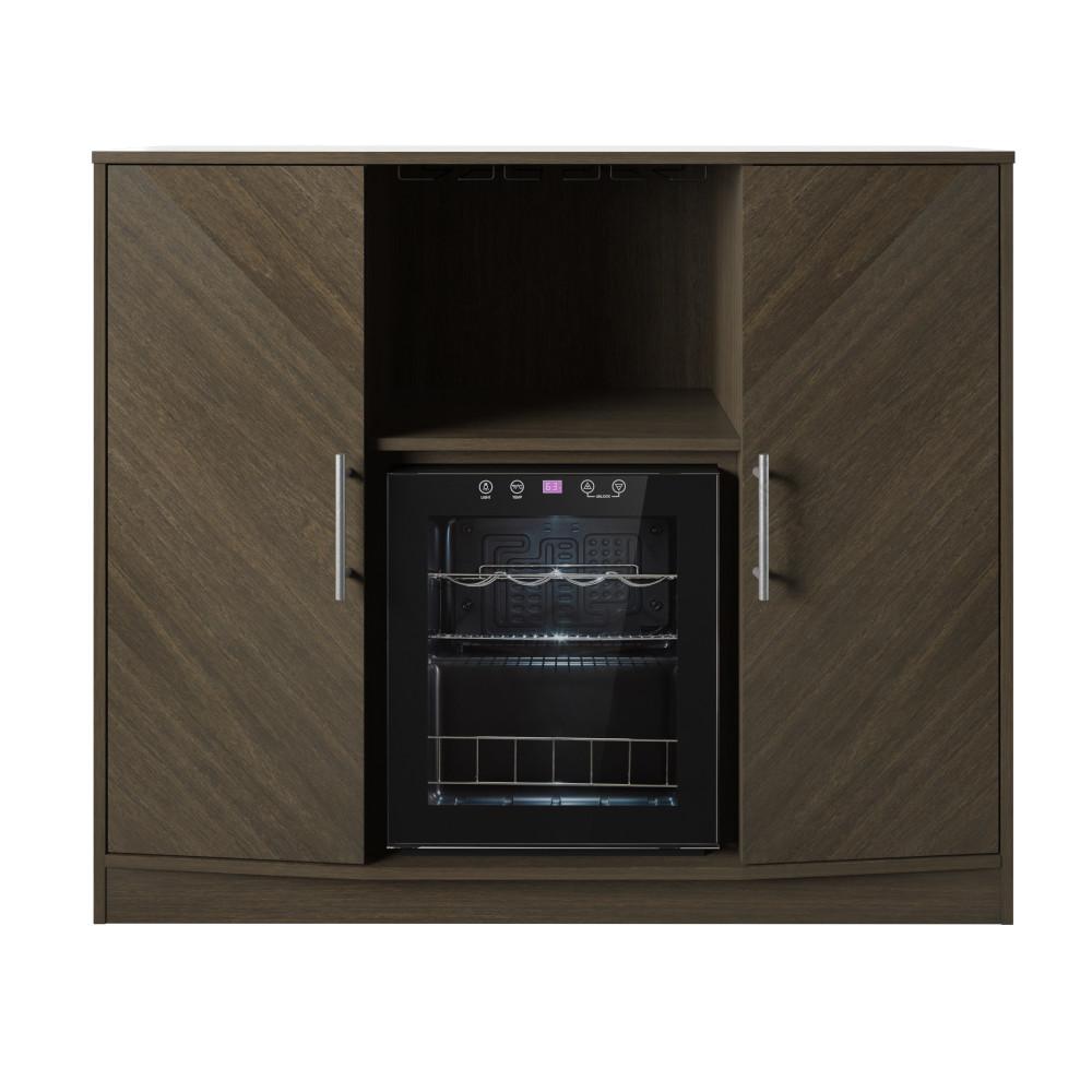 Twin Star Home 15-Bottle Wine Cabinet in Stromburg Oak with Cooler