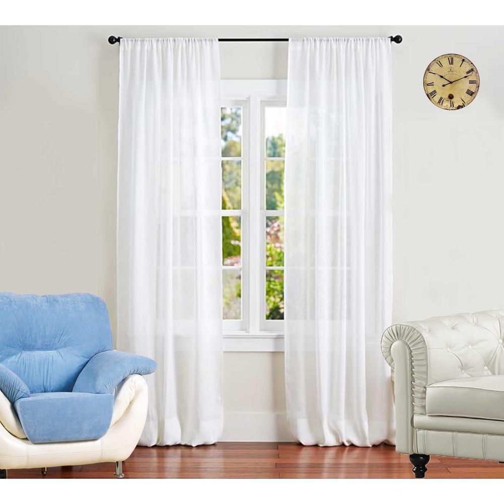 A1 Home Collections Sheer Linen Drape In White 50 In X 108 In