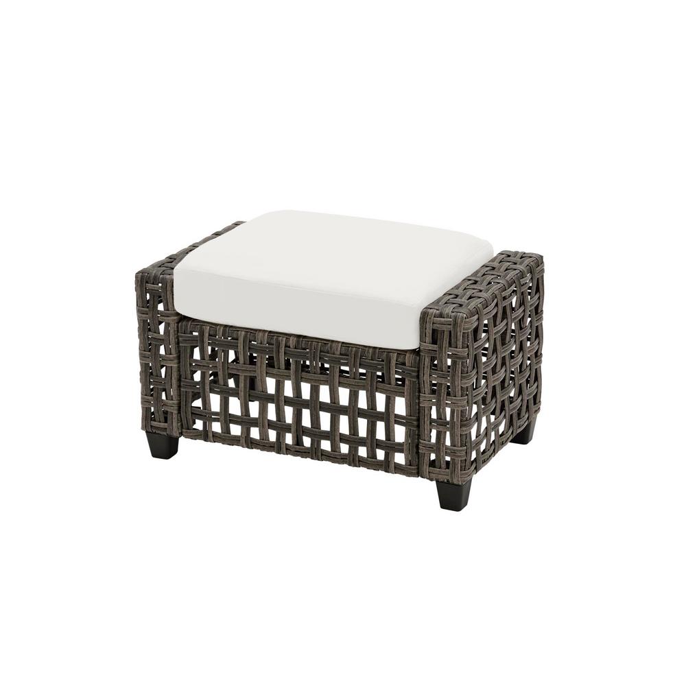 Hampton Bay Briar Ridge Brown Wicker Outdoor Patio Ottoman With Briar Ridge Brown Wicker Outdoor Patio