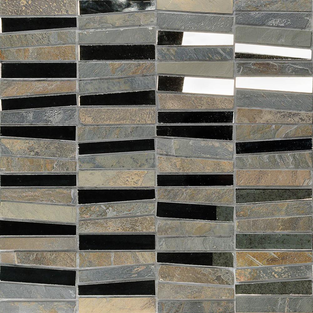 Reflection Tzoid Gray 11 73 In X 14 29 9 Mm Quartz And Mirror Mosaic Tile