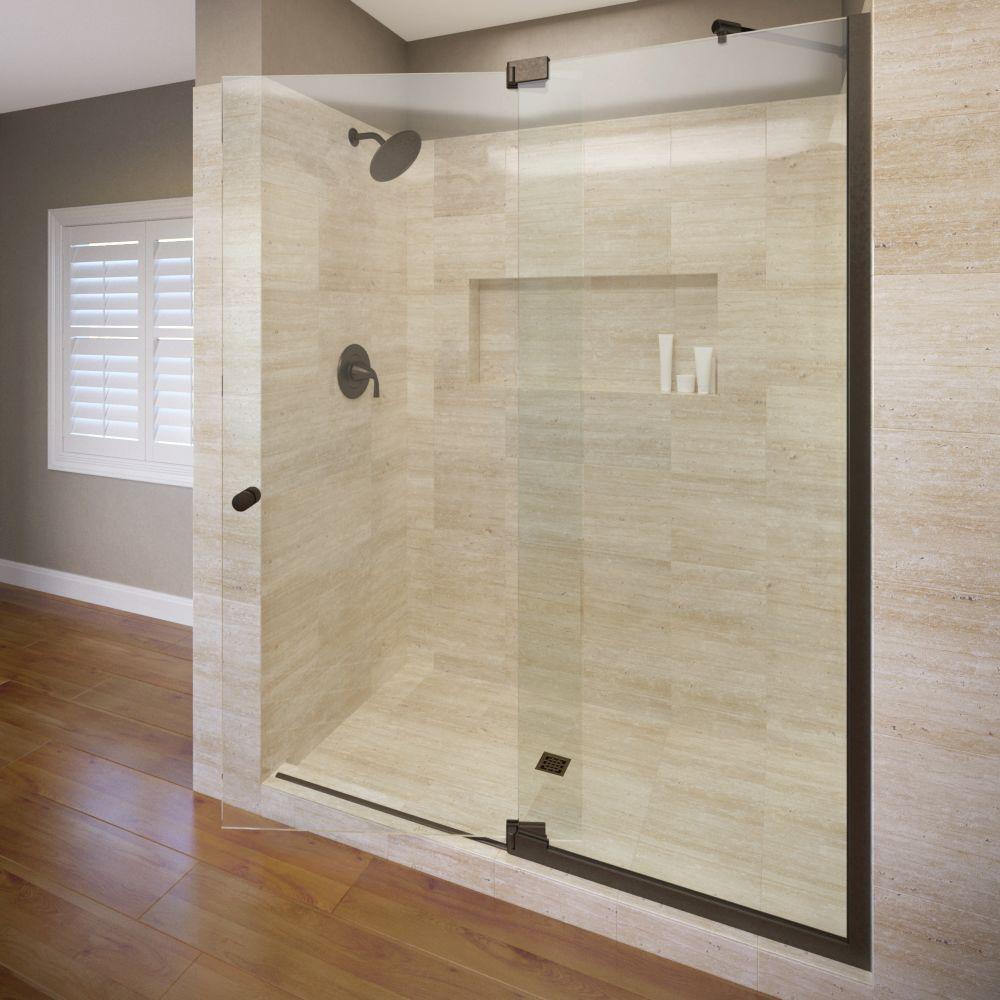 Basco Cantour 48 In X 76 In Semi Frameless Offset Pivot Shower
