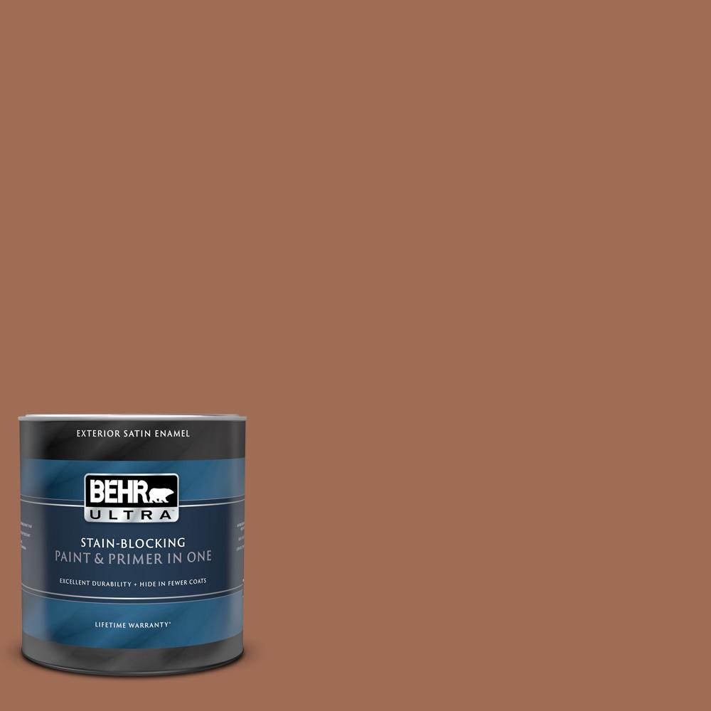 BEHR ULTRA 1 Qt. #230F-6 Earth Tone Satin Enamel Exterior Paint And ...