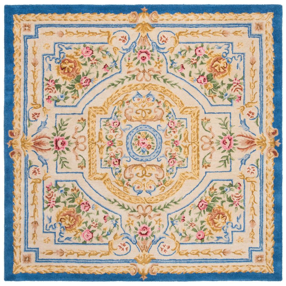 Safavieh Savonnerie Blue Ivory 6 Ft X Square Area Rug