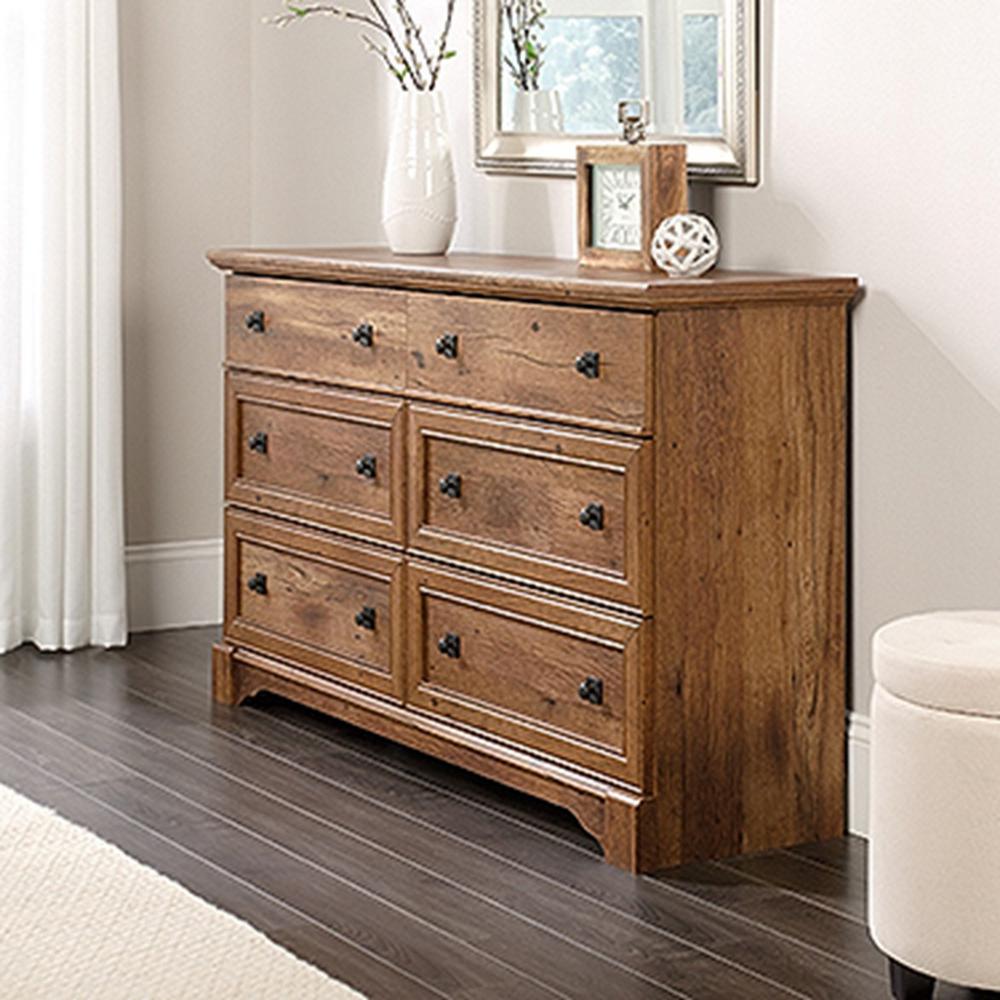 Dressers Chests Bedroom Furniture The Home Depot Palladia 6 Drawer Vintage Oak Dresser