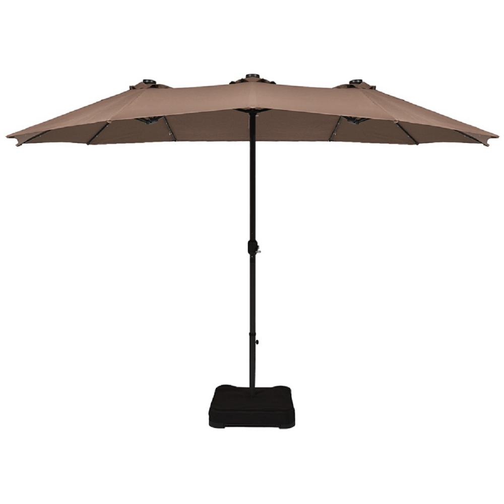 Costway 15 Ft Steel Frame Market Solar Led Patio Umbrella Powered 36 Lights In Orange Op70084or The Home Depot