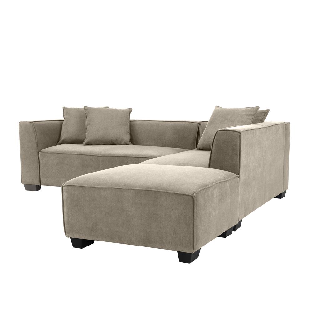 Handy Living Phoenix Sectional Sofa With Ottoman In Light Gray Handy Living Phoenix Sectional Sofa