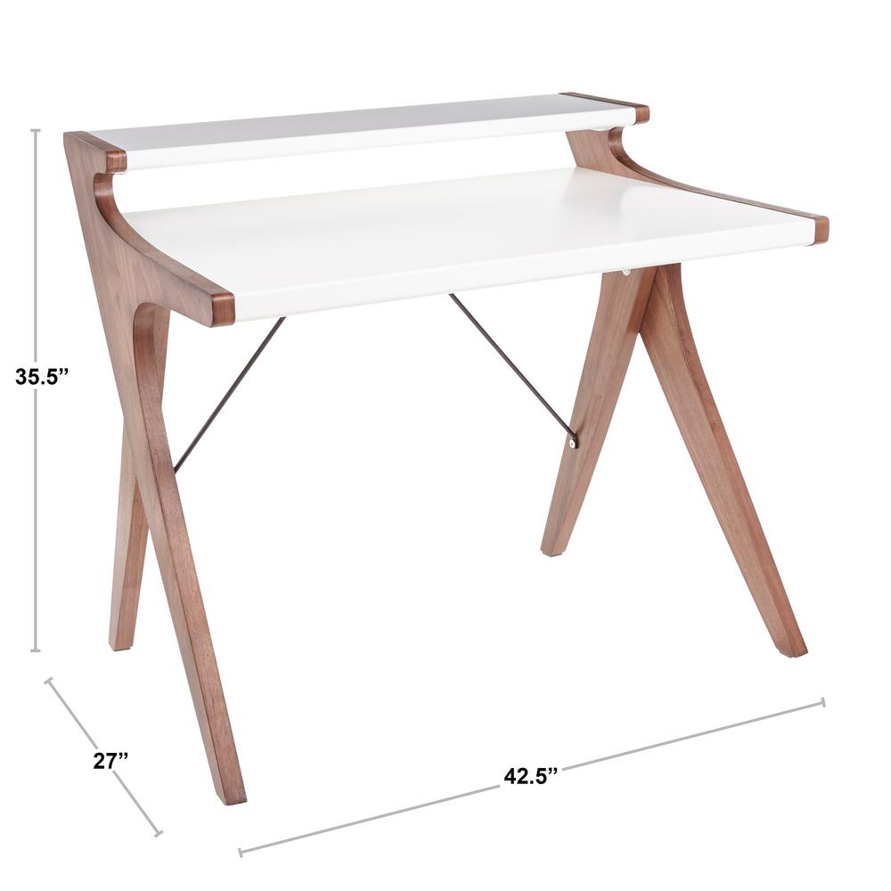 Lumisource Archer Walnut Wood Office Desk With White Wood Top Ofd