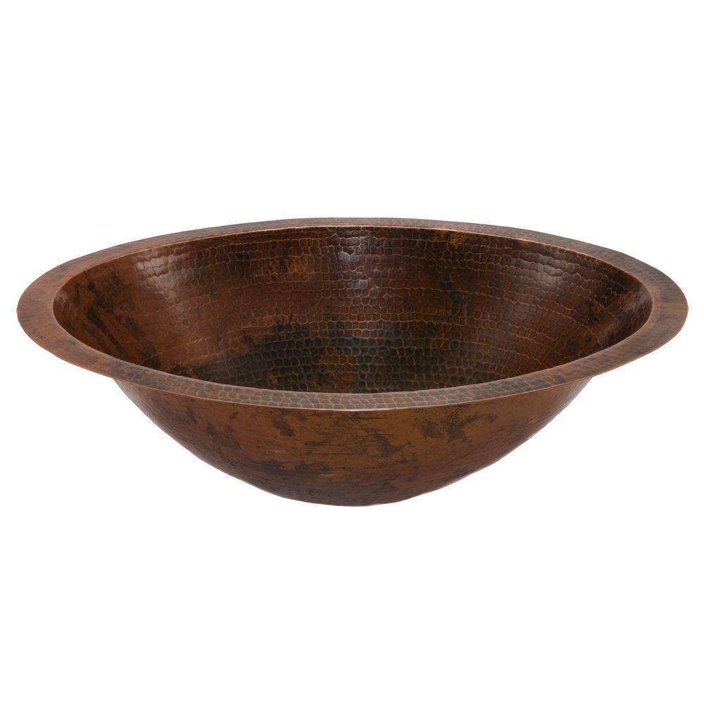 Premier Copper Products Under Counter Master Bath Oval Hammered Copper Bathroom Sink In Oil Rubbed Bronze