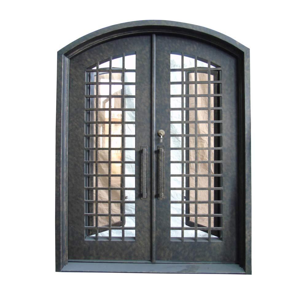 62 In X 81 Rustic Bronze Right Hand Inswing 2 Lite Clear Iron Double Prehung Front Door 62 In X 81 Rustic Bronze Right Hand Inswing 2 Lite Clear Iron Double Prehung Front Door