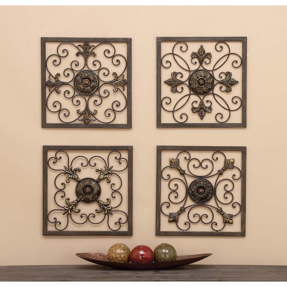 Litton Lane 16 In X Clic Wrought Iron Wall Plaque Set Of Clic Wrought Iron Wall Plaque Set