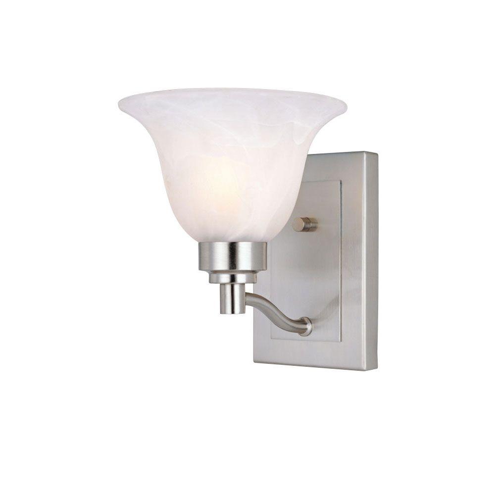 Westinghouse 1Light Brushed Nickel Interior Wall Fixture with Frosted