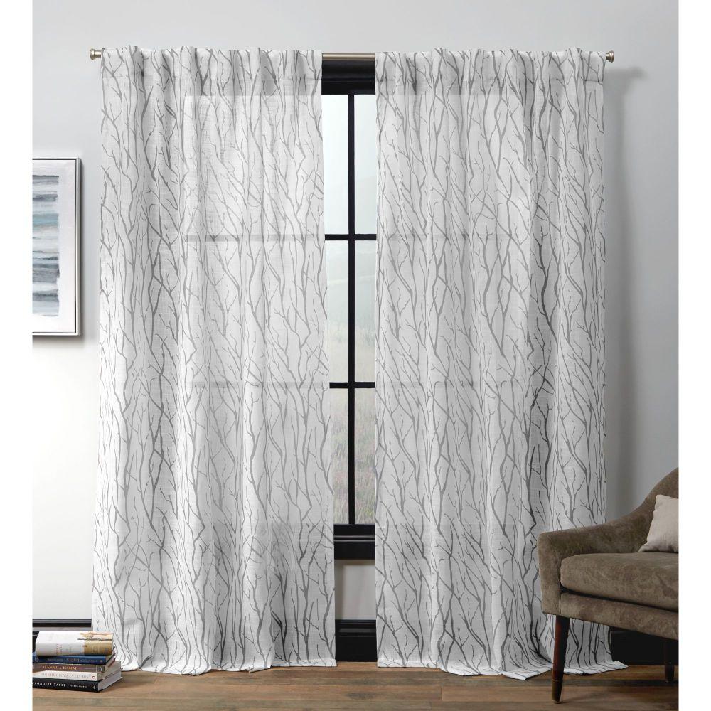 Exclusive Home Curtains Oakdale HT Dove Grey Sheer Hidden Tab Top