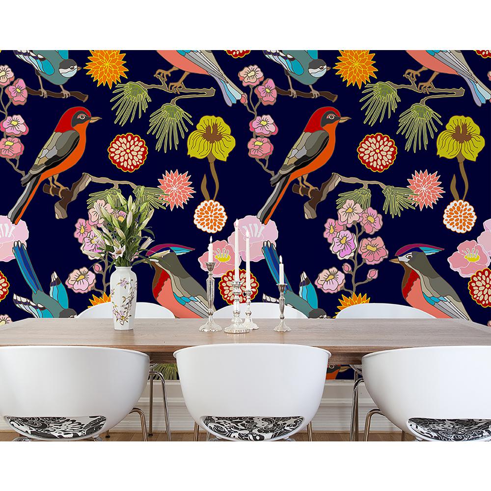 OhPopsi Floral Birds Wall Mural-WALS0304 - The Home Depot