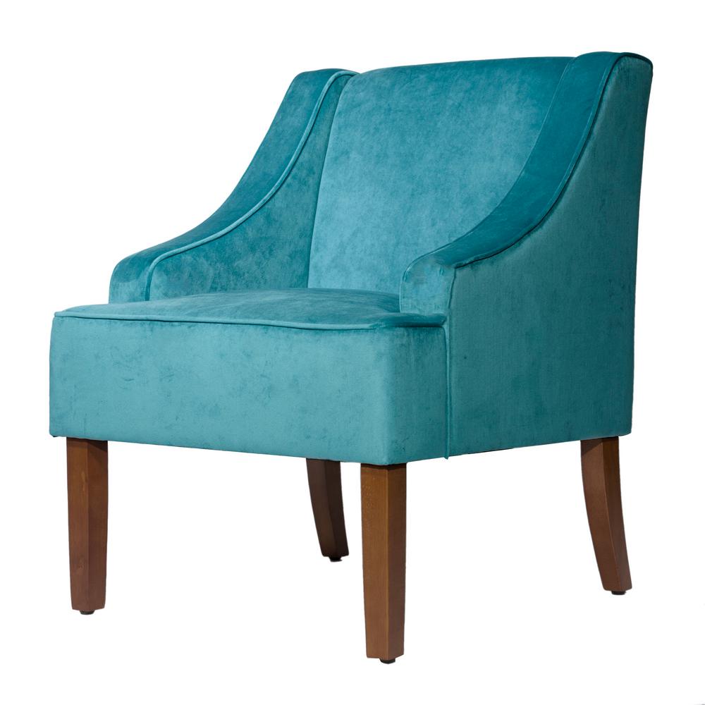 Homepop Swoop Arm Velvet Accent Chair Teal K6499 B122 The Home Depot