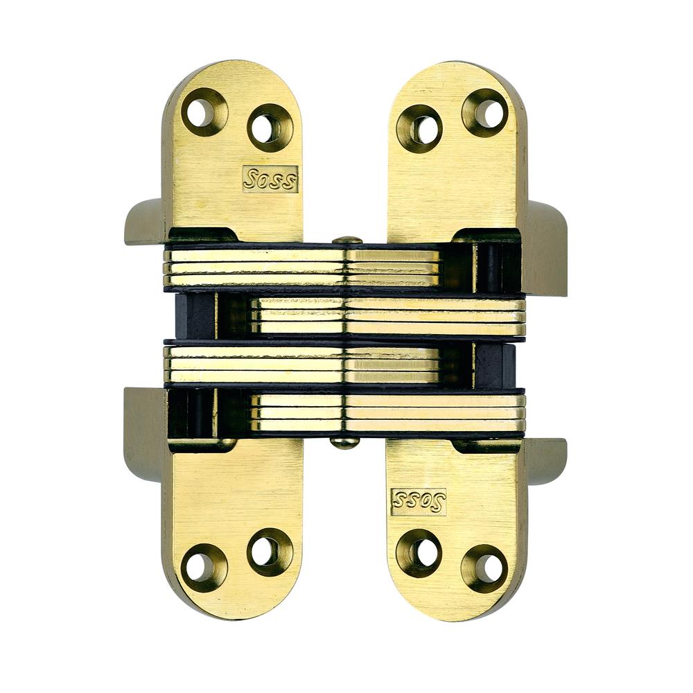 SOSS 11/8 in. x 45/8 in. Satin Brass Invisible Hinge218US4 The