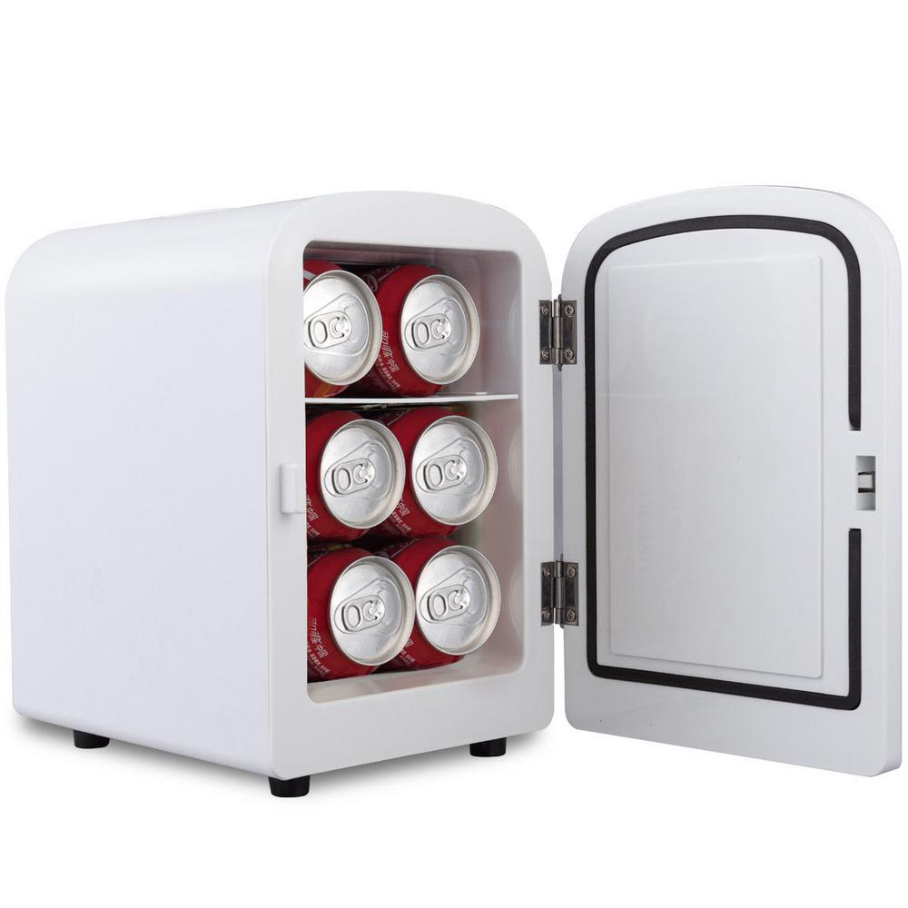 Costway 0.14 cu. ft. Portable Mini Fridge Cooler Warmer Heats 4l Auto Car Boat Home Office in White