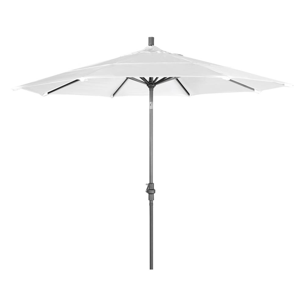 California Umbrella 11 Ft Hammertone Grey Aluminum Market Patio Umbrella With Crank Lift In Natural Pacifica Gscu118010 Sa04 Dwv The Home Depot