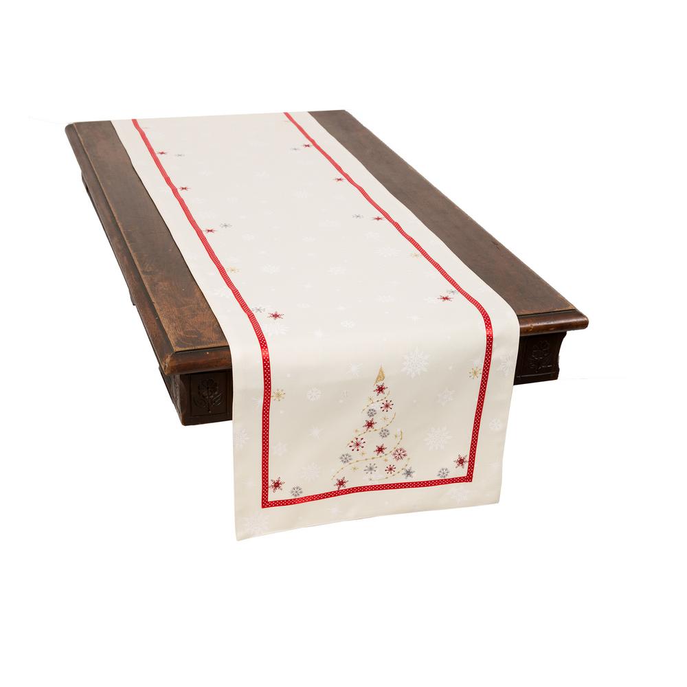 Xia Home Fashions 0 1 In H X 16 In W X 70 In D Festive Christmas Tree Embroidered Double Layer Christmas Table Runner