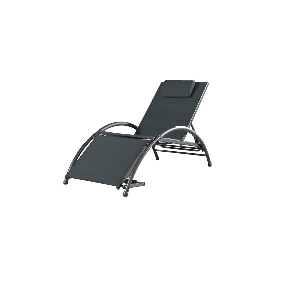 Vivere Dockside Black Aluminum Outdoor Reclining Lounge Chair with