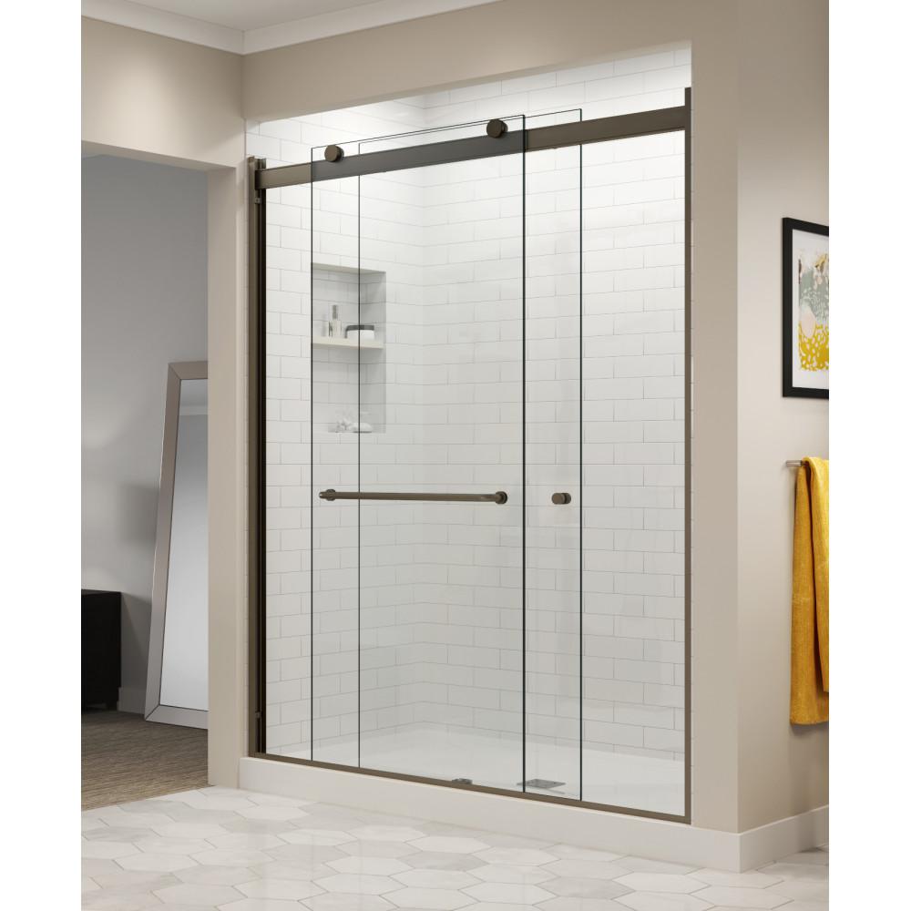 Basco Rotolo 60 In X 76 Semi Frameless Sliding Shower Door Oil Rubbed Bronze With Handle