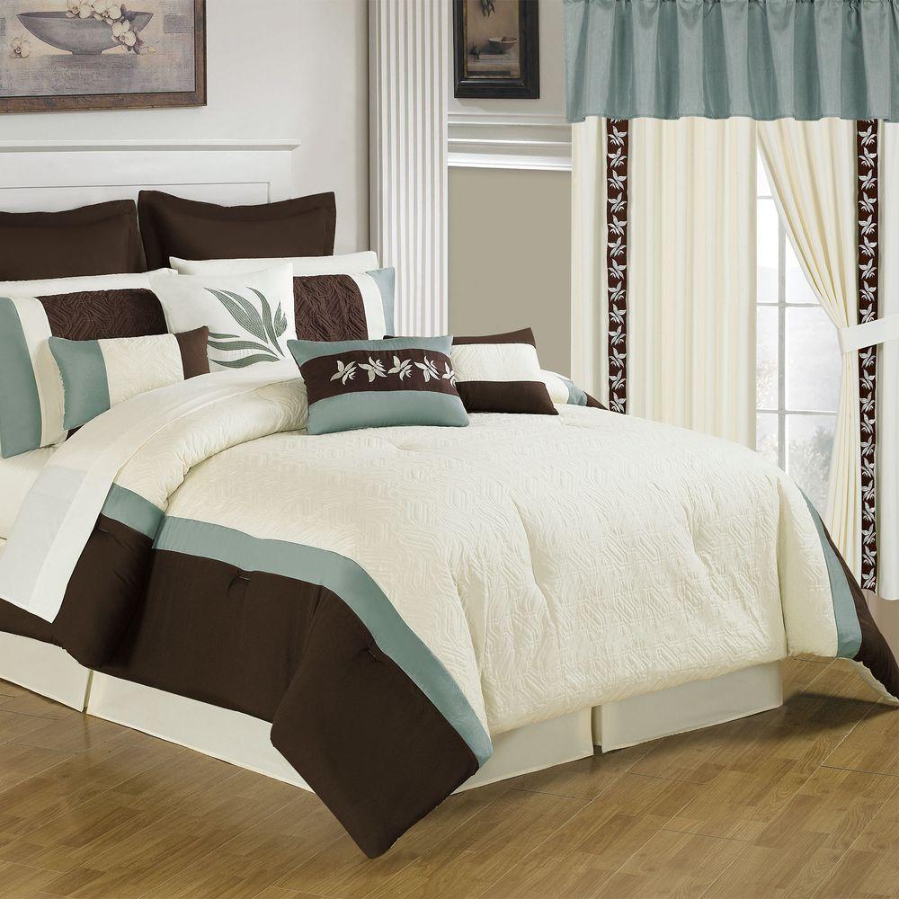 Lavish Home Anna 25 Piece Cream King Bed In A Bag Set 66 00010