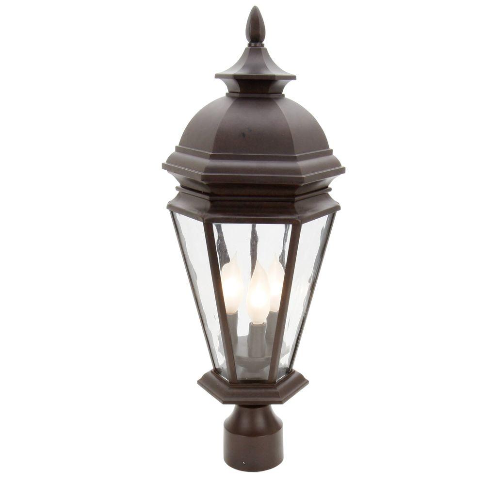 Hampton Bay Georgetown 3-Light Outdoor Bronze Post Lantern-CIL1803M - The Home Depot