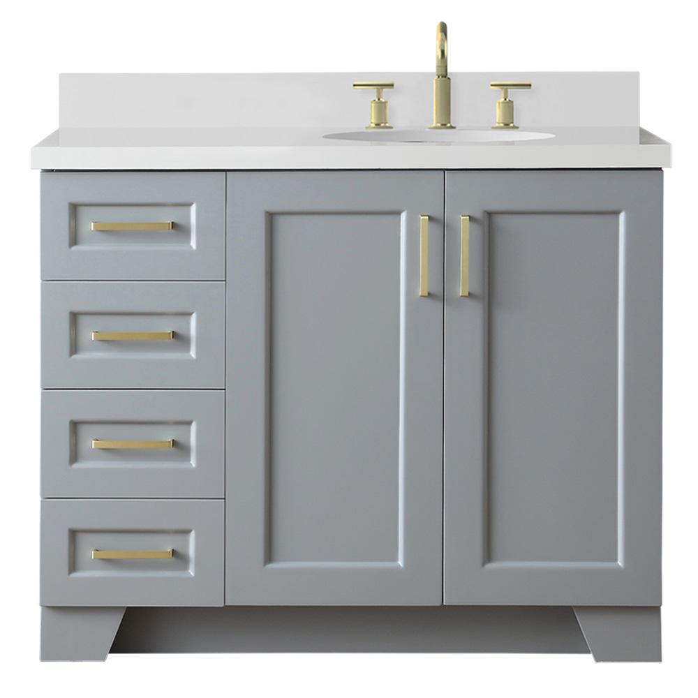 Sink on Right Side 42 Inch Vanities Bathroom Vanities with Tops