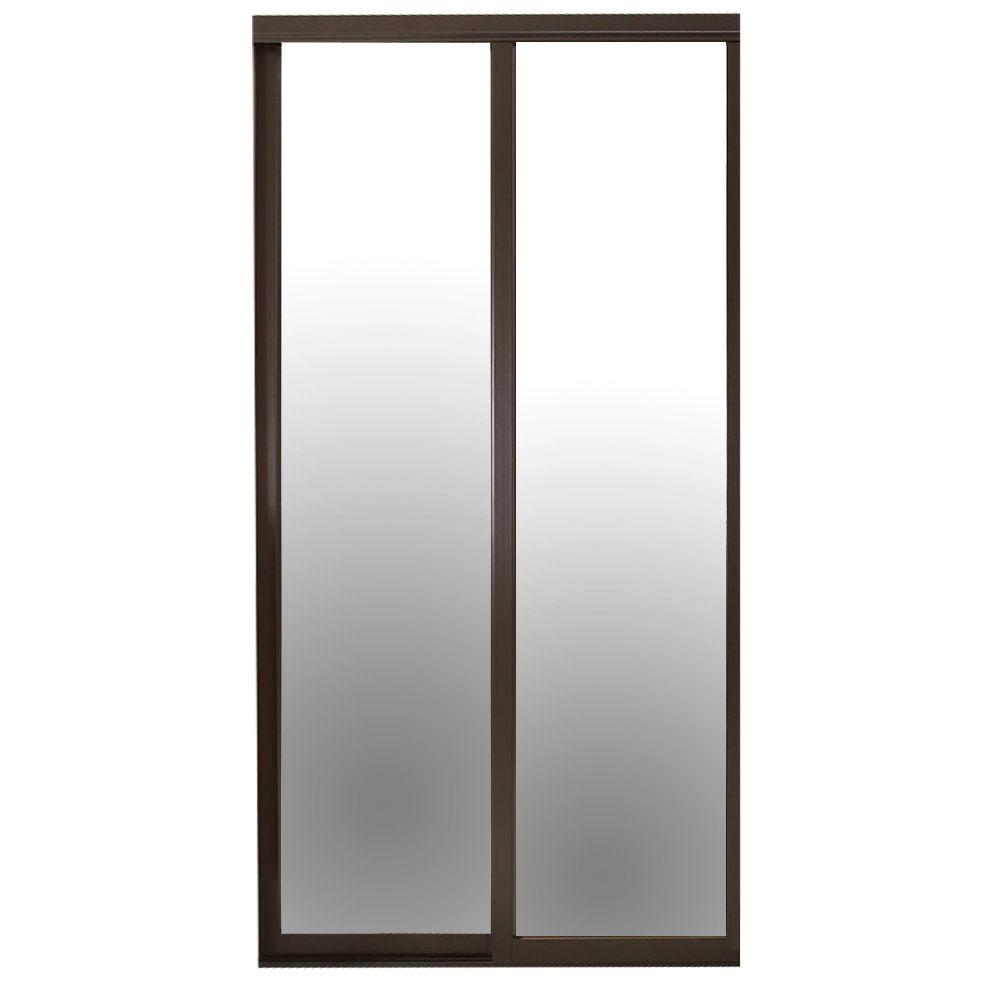 Contractors Wardrobe 84 In X 81 In Serenity Espresso Wood Frame Mirrored Interior Sliding Door