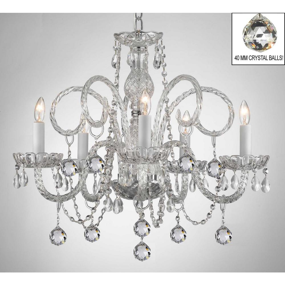 Clear Candle Style Chandeliers Lighting The Home Depot Murano Empress Crystal 5 Light Chandelier With Faceted