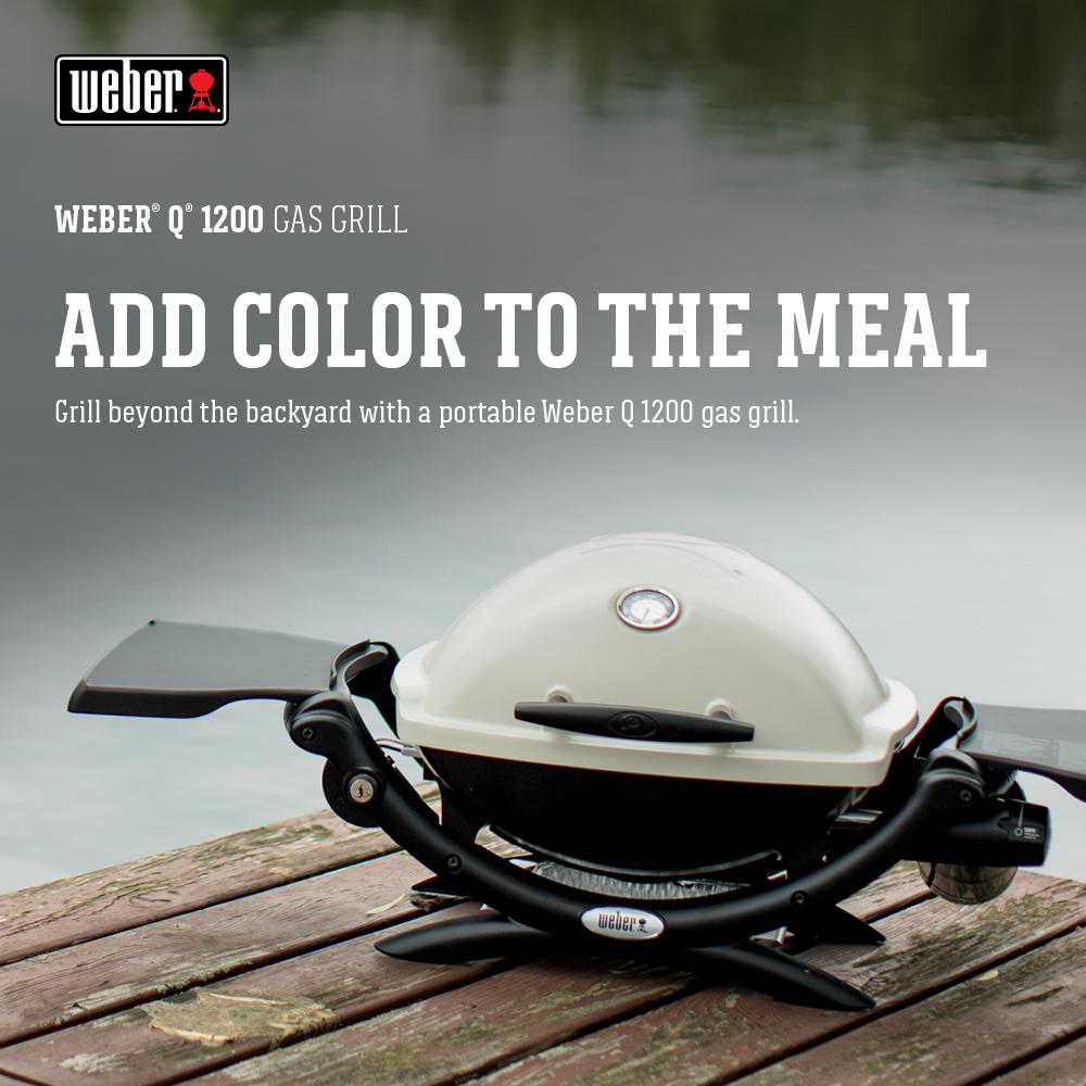 Weber Q 1200 1 Burner Portable Tabletop Propane Gas Grill In