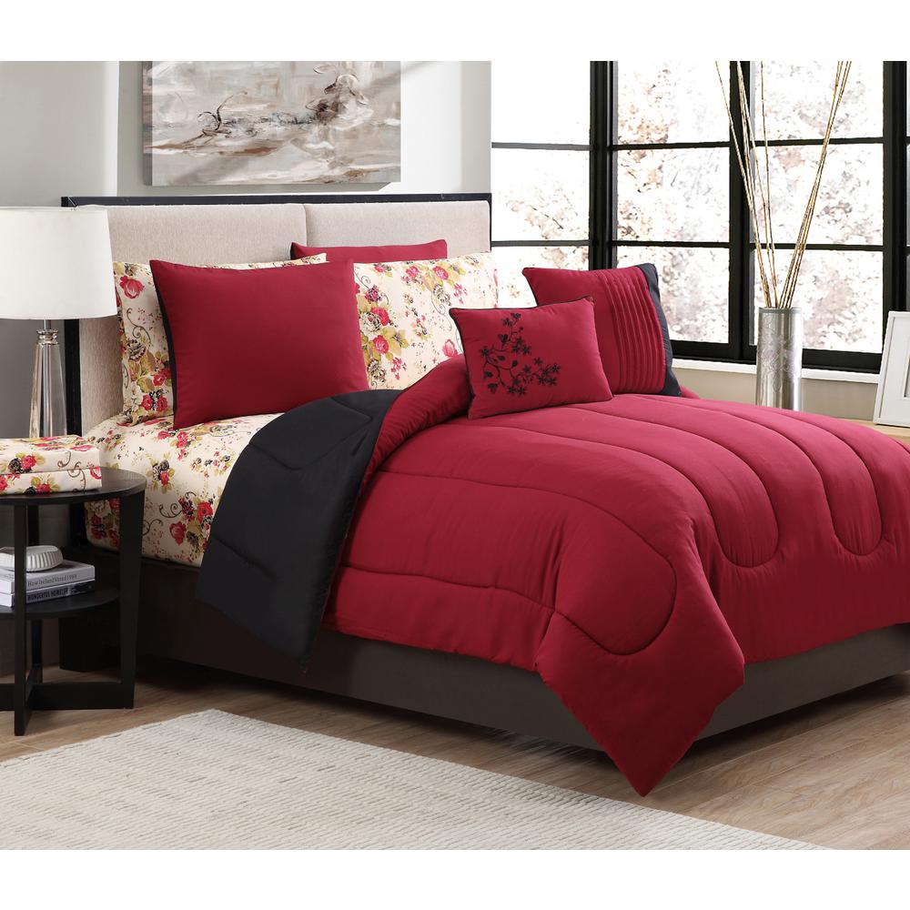 Red And Black Queen Bed In A Bag Hanaposy