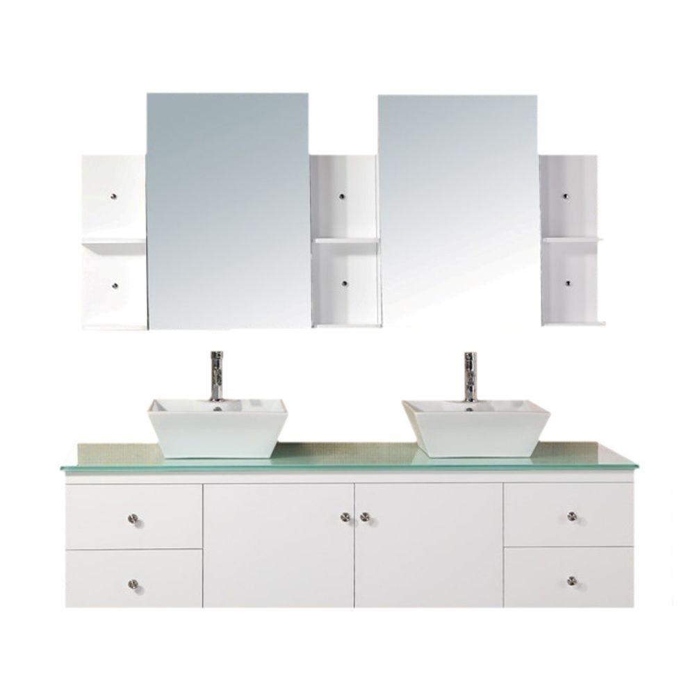 Design Element Portland 71.75 in. W x 22 in. D Vanity in White with