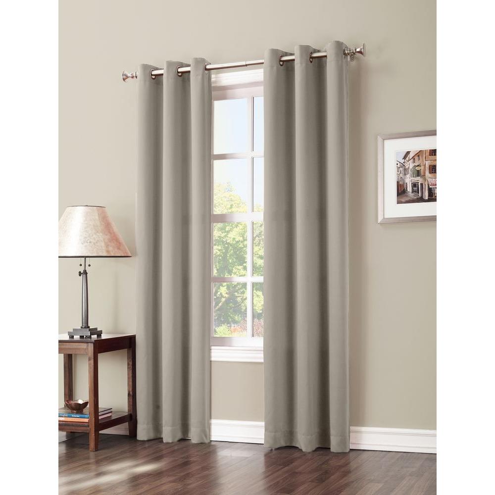 Sun Zero Blackout Gavin 95 In L Curtain Panel Stone Sun Zero Blackout Gavin 95 In L Curtain Panel Stone 48086 The Home Depot