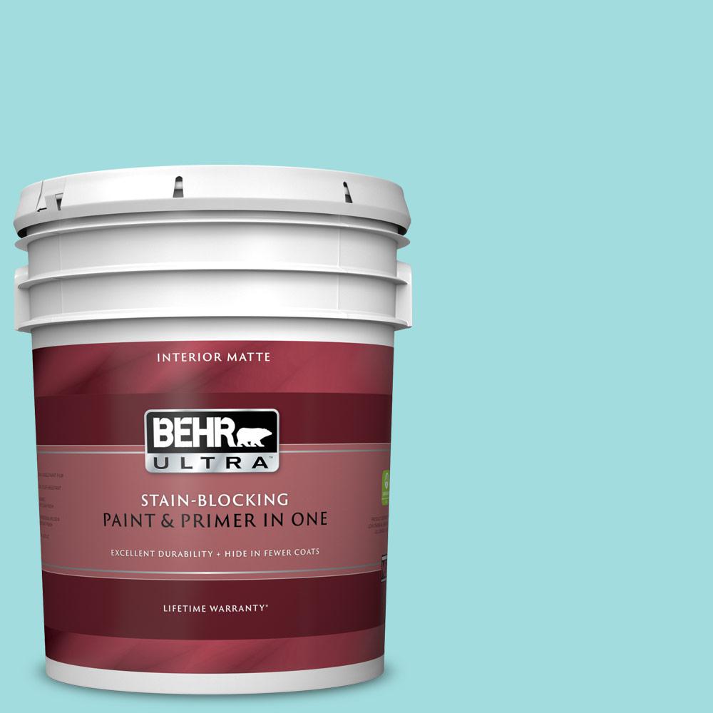 Behr Ultra 5 Gal 500a 3 Aqua Spray Matte Interior Paint And Primer In One