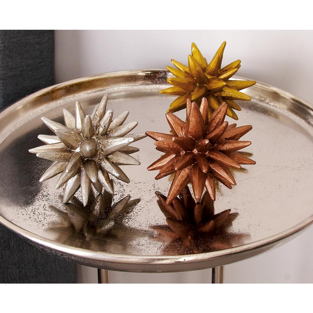 Litton Lane Round Polystone Sea Urchin Decorative Orbs Set Of 3 Litton Lane Round Polystone Sea Urchin Decorative Orbs Set Of 3 42583 The Home Depot
