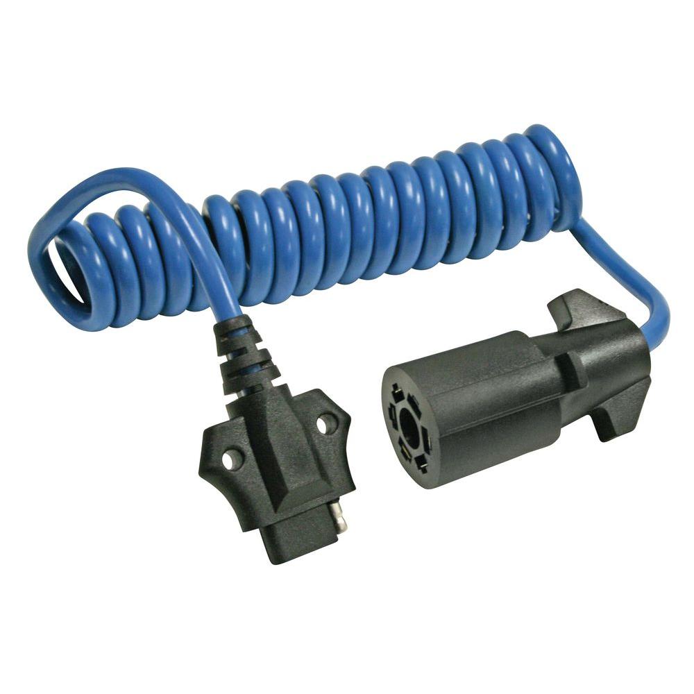 Reese Towpower 7-Way Round to 4-Way Flat Coiled Adapter ... coiled 7 pin trailer wire harness 