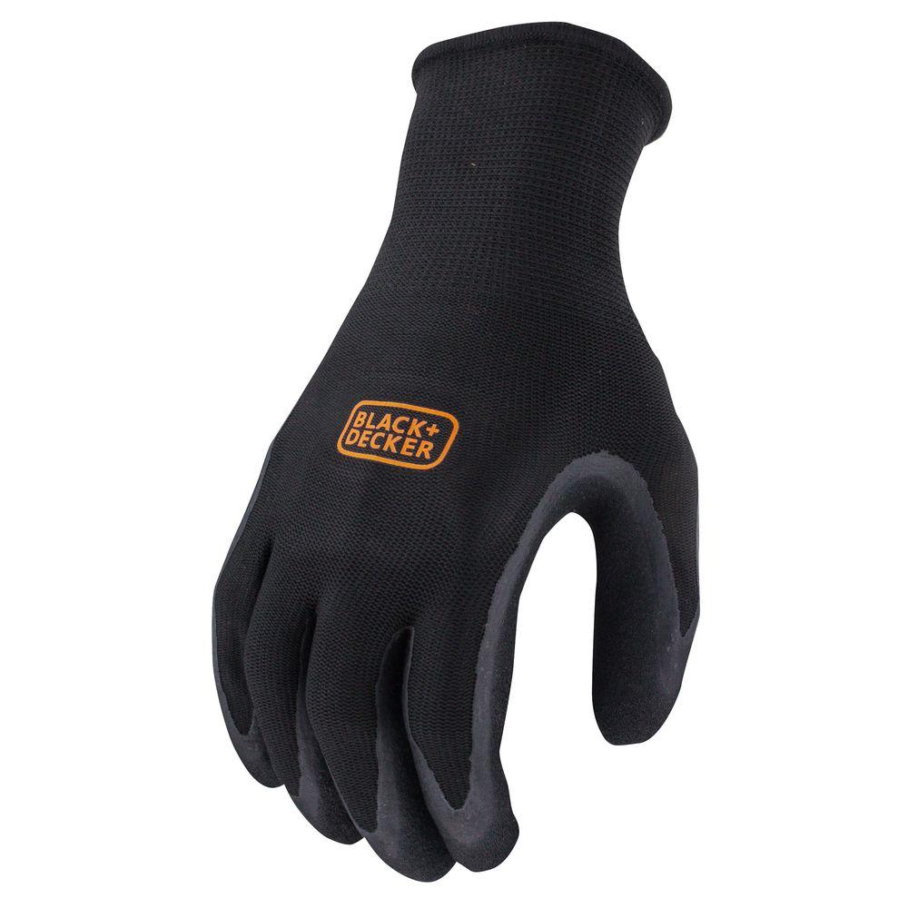 BLACK+DECKER Mens Medium Black Foam Latex Grip GloveBD549M The Home