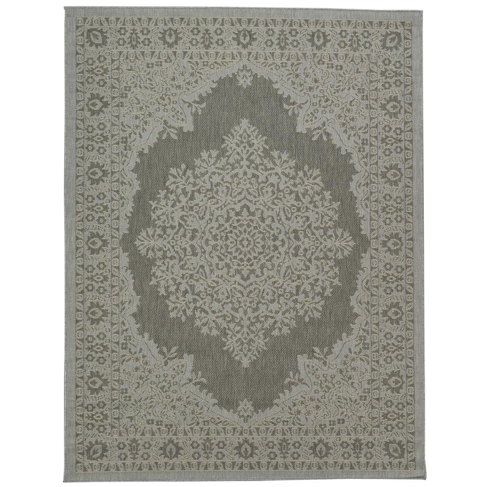 Ottomanson Jardin Collection Dark Gray Oriental Design Indoor/Outdoor 5