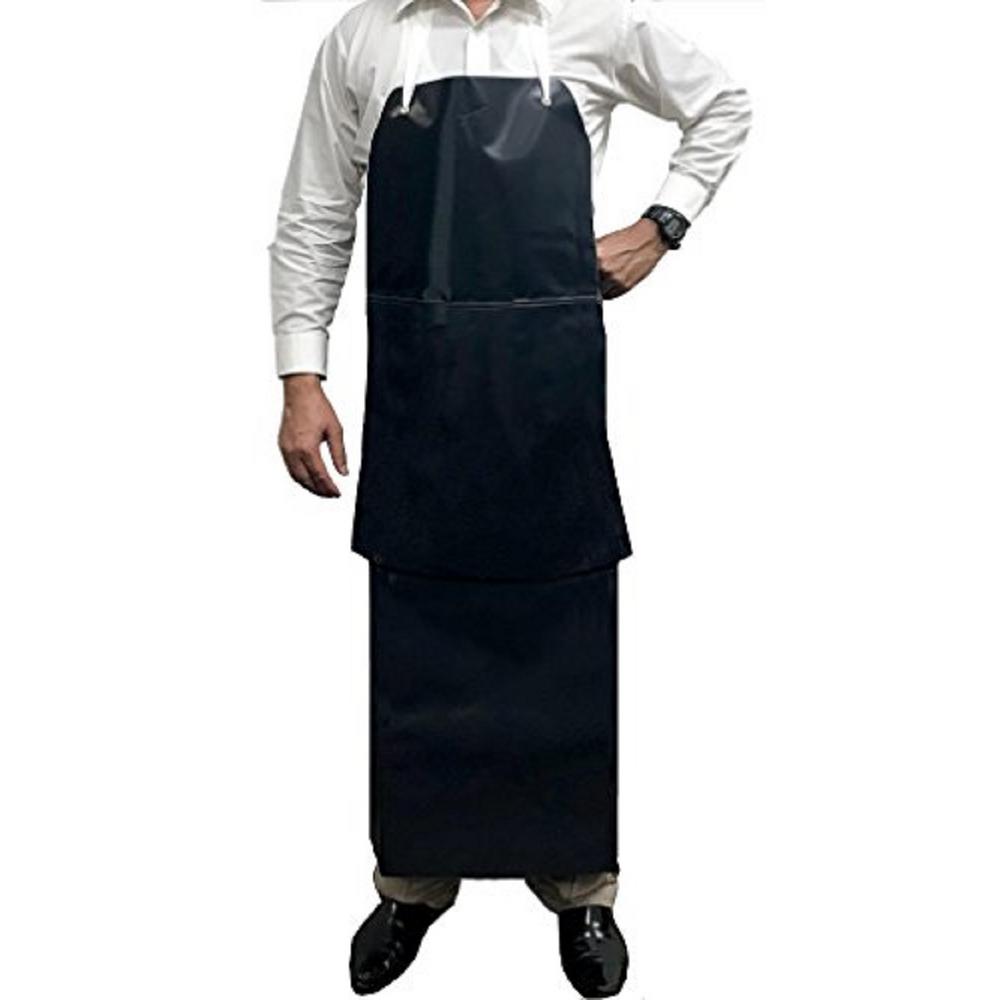 SAFE HANDLER Heavy Duty Nitrile Industrial Bib Apron Chemical and Oil Resistant Black
