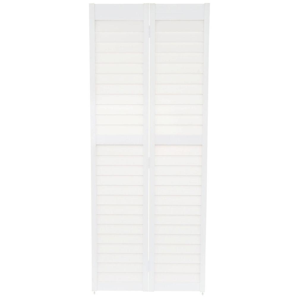 Home Fashion Technologies 32 in. x 80 in. 3 in. Louver/Louver White PVC