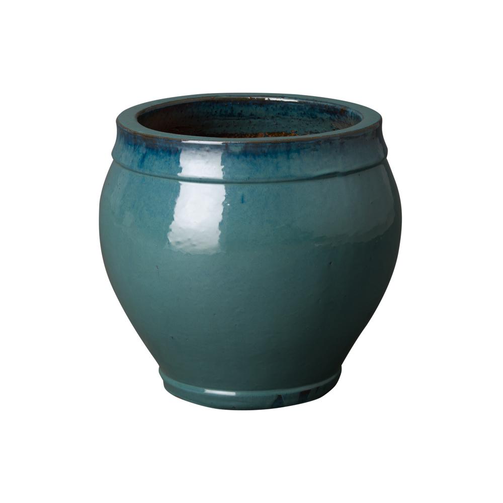 Emissary Ridge 17 in. Dia Teal Round Ceramic Planter12756TL2 The