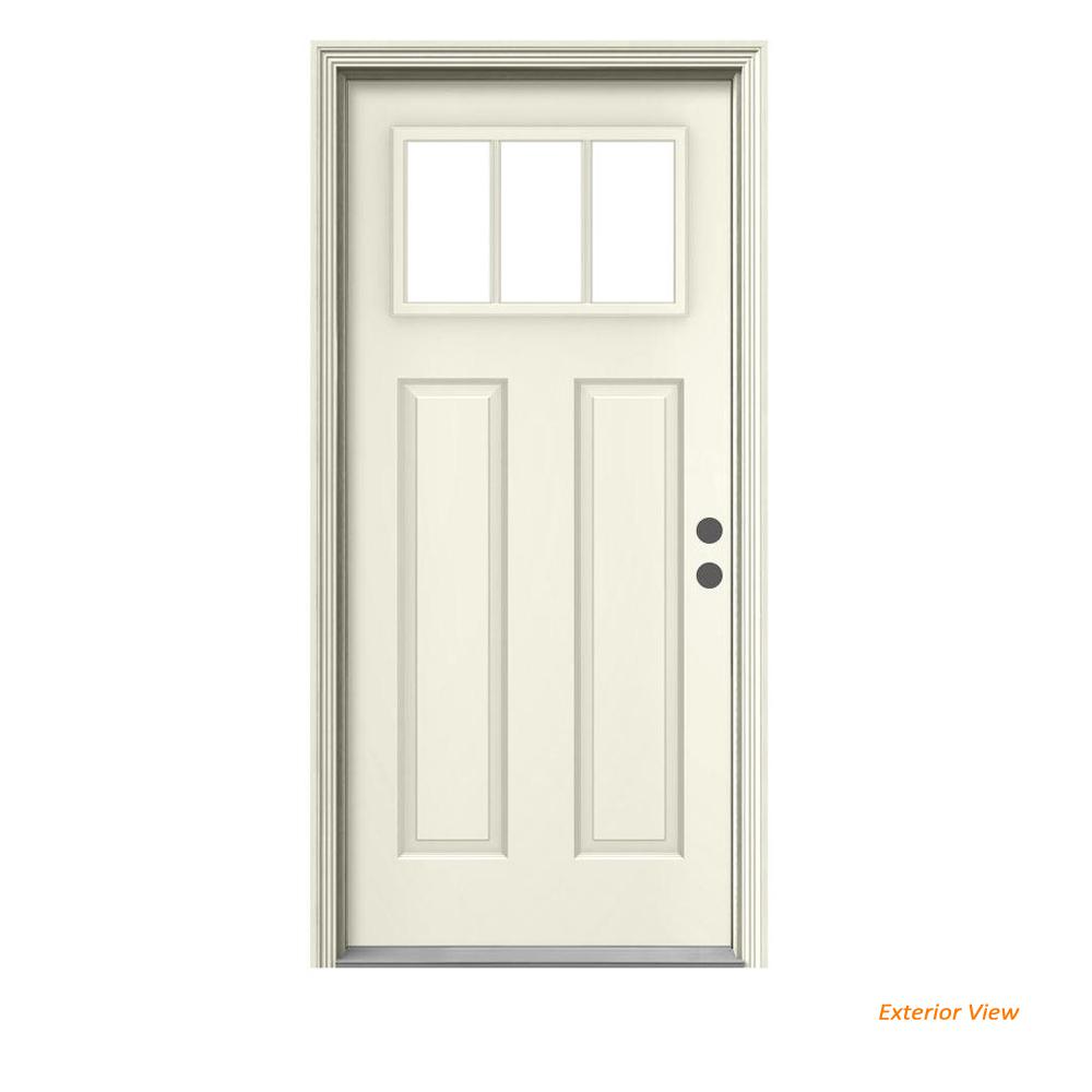 Steel Doors Front The Home Depot 3 Lite Craftsman Primed Steel Prehung Left Hand