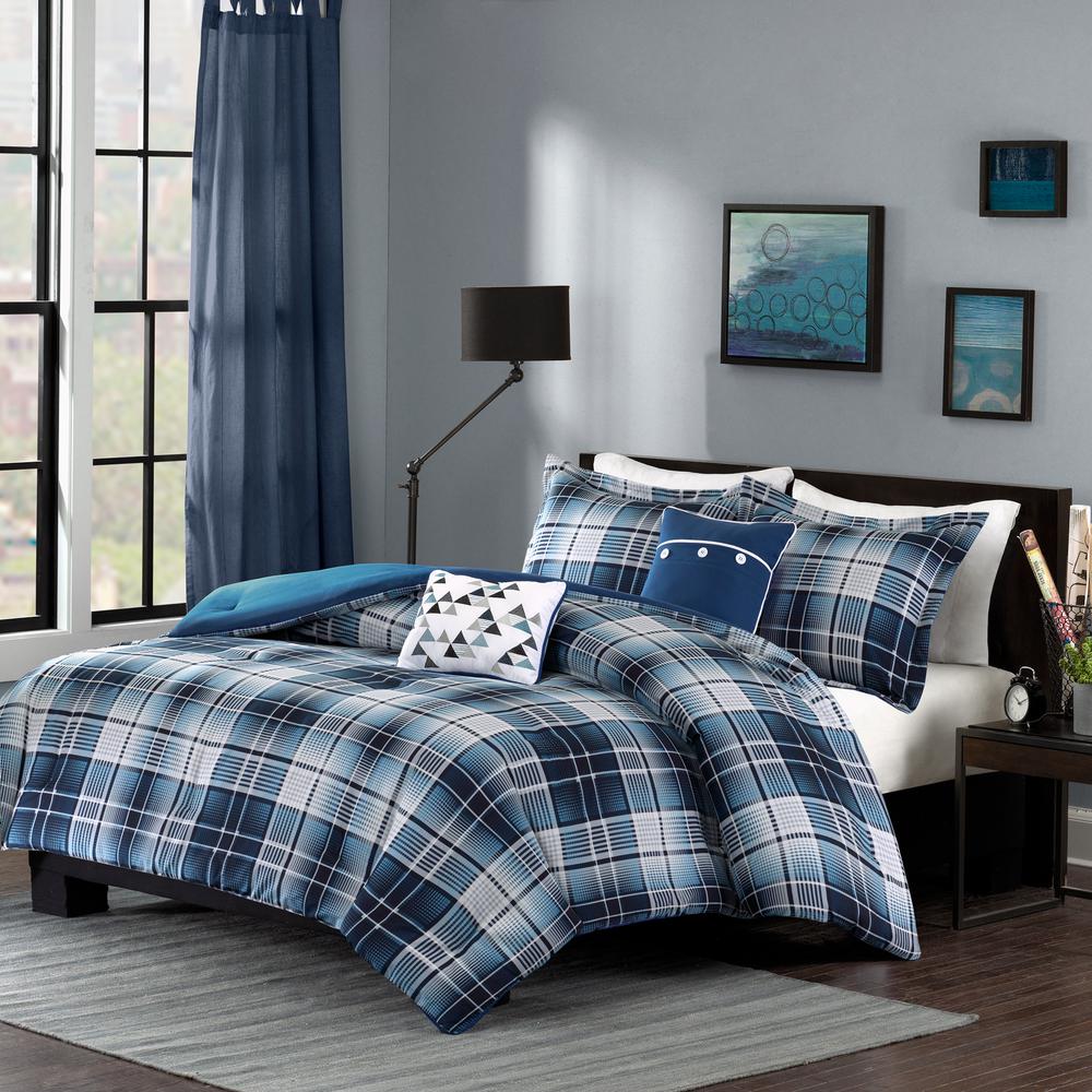 Intelligent Design Dexter 5 Piece Blue Full Queen Comforter Set