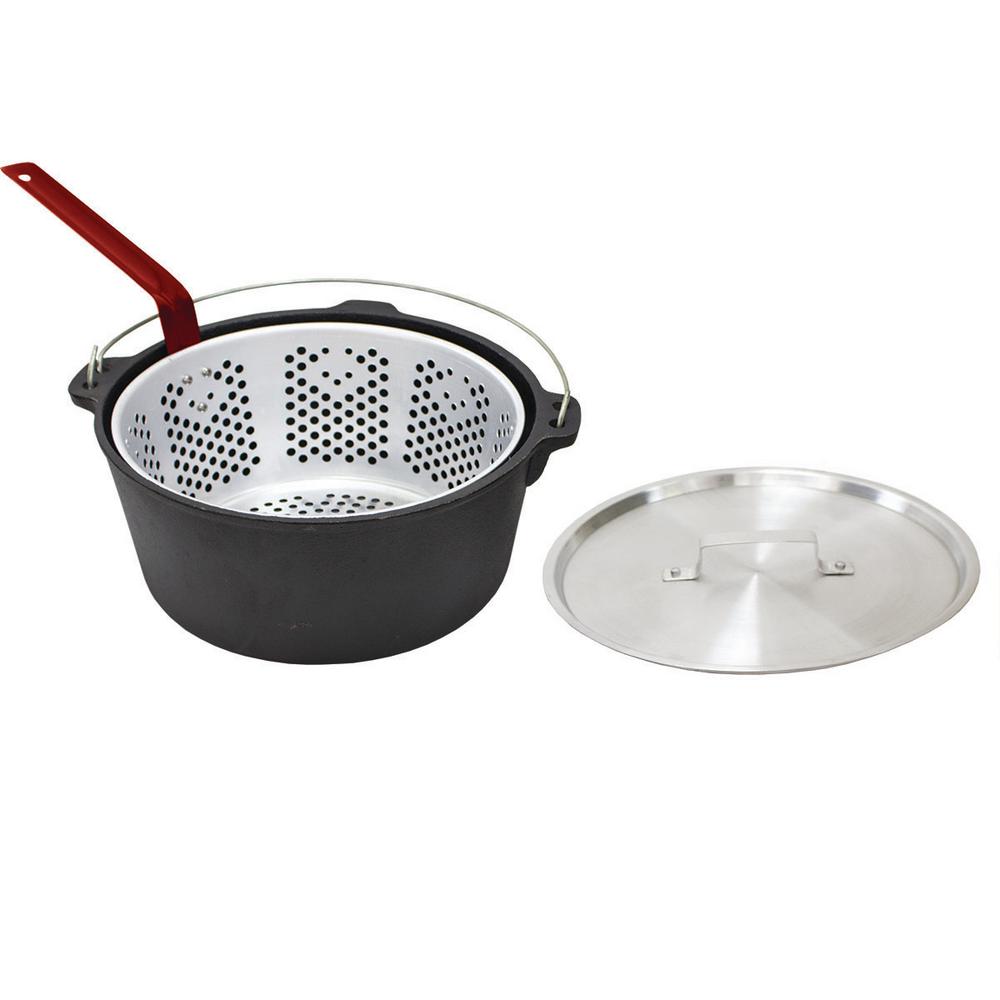 Chard 9 Qt. Cast Iron Stock Pot with BasketCIP6 The Home Depot