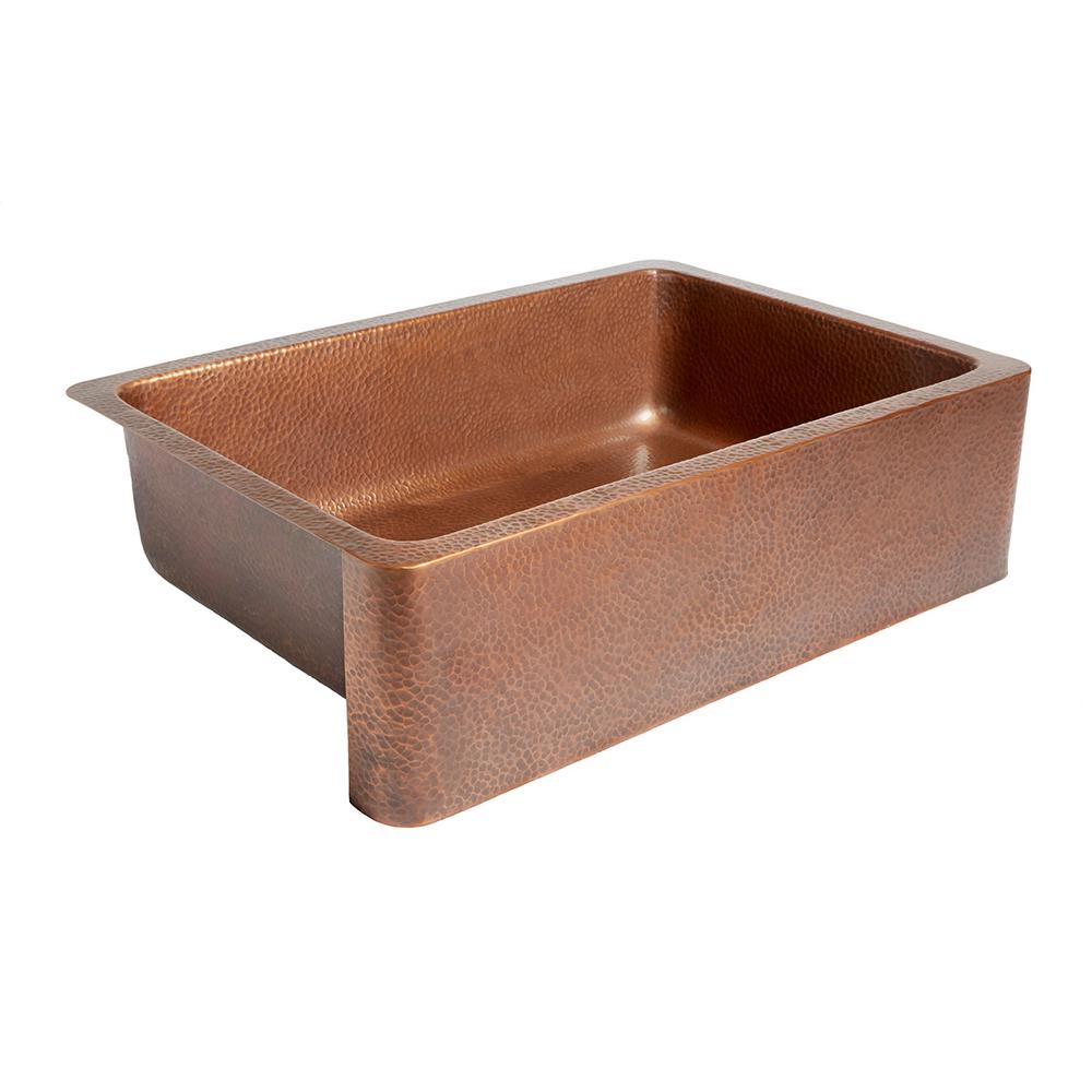 Sinkology Adams Farmhouse Apron Front Handmade Pure Solid Copper 33 In Single Bowl Kitchen Sink In Antique Copper